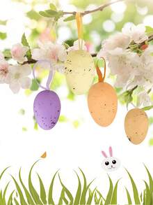 Easter Egg Hanging Decorations Set Of 24 - Colorful Plastic Eggs For DIY, Party, Tree & Spring Festival Decorating - Multicolor - View 8