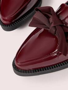 CUCCOO DOLLMOD Women Flat Point Toe Slip-On Bowknot Oxblood Loafers, Suitable For All Seasons Spring Shoes Spring Break Easter Valentine's Day - Rose Red - View 7