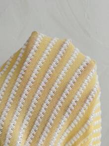 SHEIN 2件套男婴可爱黄色条纹短袖连体衣套装，春夏婴儿服装，黄色婴儿连体衣，夏季婴儿服装 - 黃色 - 查看 6