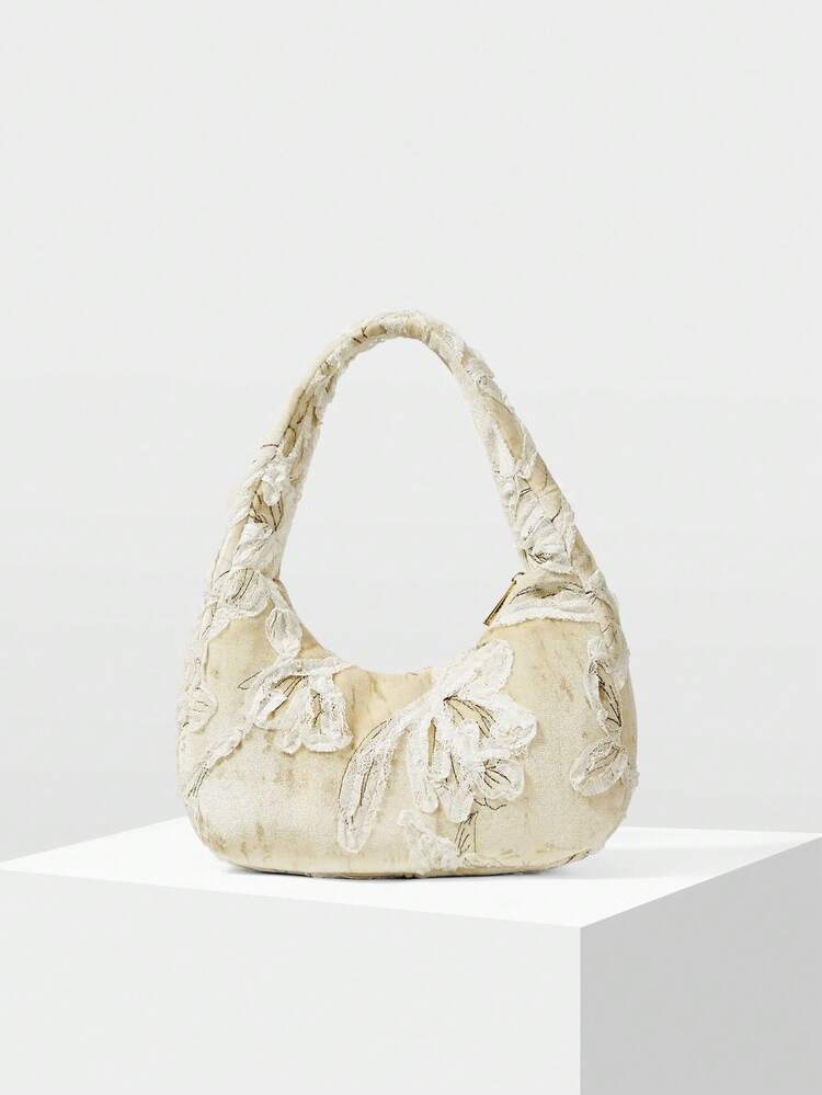 LADIES FASHION ELEGANT ART FLORAL PATTERN HANDBAG HOBO BAG, SUITABLE FOR DATING COMMUTE SCENES