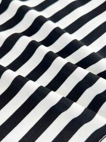 Elamini Women's Elegant Off-Shoulder Striped T-Shirt, Versatile For Daily Wear And Commuting, Fashionable Black And White, Spring/Summer - Multicolor - View 7