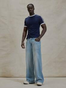 Musero Baggy Washed Basic Jeans Everday Button Fastening Denim Trouser Bottoms Spring Summer Essentials - Light Wash - View 1