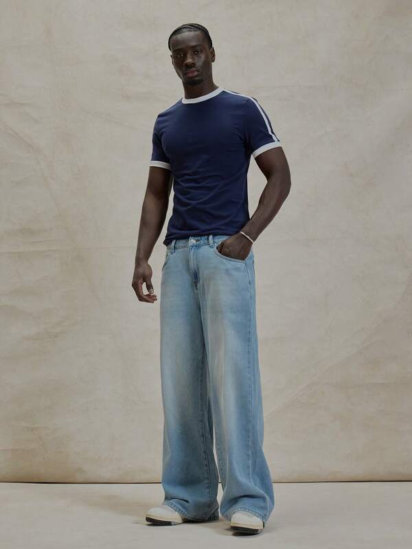 Musero Baggy Washed Basic Jeans Everday Button Fastening Denim Trouser Bottoms Spring Summer Essentials