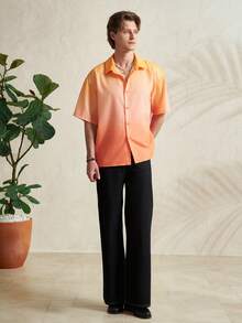 Airaco Camisa de manga corta con estampado degradado para vacaciones para hombres - Naranja - Ver 6