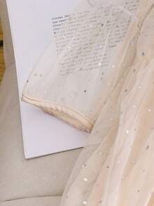 Robe décontractée de style princesse à manches longues pour préadolescentes, avec décoration de perles rondes, de paillettes et de maille, de couleur rouge - Nude - Voir 8