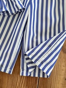 SHEIN Babygirl Vacation Casual Cute Striped Camisole And Elastic Waist Pants Set - Multicolor - View 4