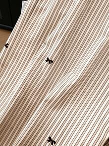 SHEIN Clasi Quần dài cỡ lớn in hình cá voi, kiểu dáng thường ngày, có nơ trang trí. - Màu Khaki - Xem 3