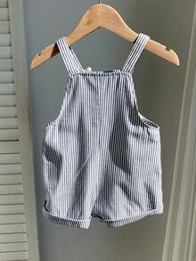 SHEIN Newborn Baby Boy Cute Summer Holiday Striped Cartoon 3D Bear Suspender Romper - Multicolor - View 2