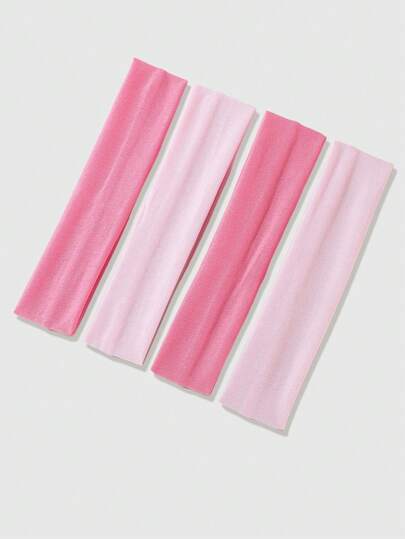 Kawaii 4Pcs Fashionable And Versatile Classic Solid Color Simple Headband, Suitable For Daily Leisure And Sports Sweat-Absorbing And Antiperspirant Women's Headband