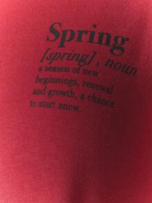 MUSERA Sudadera con capucha de corte holgado y relajado con estampado gráfico "Primavera" para primavera y verano, casual y bonita para vacaciones - Rojo - Ver 6