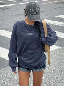 Muchica Street Style Casual Printed Navy Blue Women T-Shirt - Navy Blue - View 3