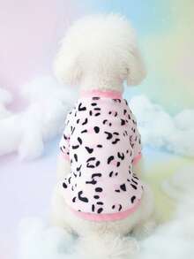 PETSIN 1件粉色印花宠物秋冬加厚保暖法兰绒服装 - 彩色 - 查看 1