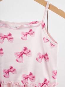 4pcs Girls Cute Bear & Bow Print Camisole & Shorts Pajama Set - Multicolor - View 7