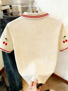 Resyla 女士樱桃印花休闲短袖Polo衫 - 彩色 - 查看 2