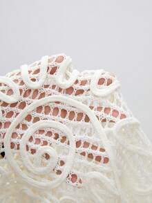 ATUI Studio Top tricoté à manches courtes avec motif floral et découpes pour femmes, idéal pour les vacances d'été - Blanc - Voir 6