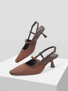 Mnmlis Women's Fashion Buckle Backstrap Comfortable Flats Valentine's Day - Brown - View 3