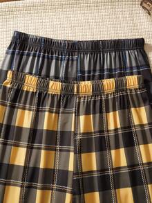 2pcs/Set Plaid Men's Lounge Pants - Multicolor - View 3