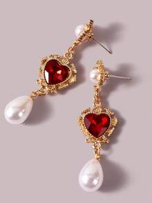 LOTSLUV Heart Charm Drop Earrings Valentines,Mom,Mother,Mother's Day,Gift - Multicolor - View 3