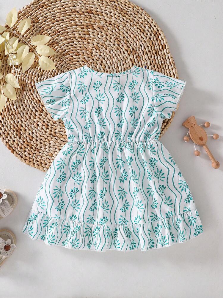 SHEIN Baby Girl Cute Summer Floral Print Short-Sleeve Dress Mommy And Me Matching Outfits (2 Pieces Are Sold Separately) - Multicolor - View 7