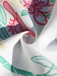 Vivid Eden Women's Open Front Casual Textured Vacation Short Sleeve Shirt - Multicolor - View 7