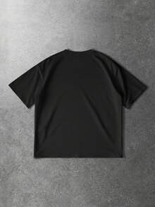 Street Life Men's Casual Angel Letter Print Short Sleeve T-Shirt, Summer - Black - View 2