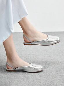 CUCCOO BIZCHIC Zapatos planos de moda para damas - Plateado - Ver 3