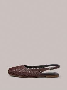 Styleloop Women Shoes Holiday Style Mesh Fabric Cross Strap Women's Flat Bottom Shoes Holiday Style Wear BOHO Wear American Retro Style Bohemian Style Western Style Music Festival Wear Party Wear Flat Bottom Women's Shoes - Burgundy - View 1