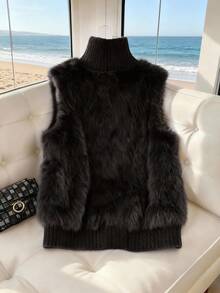 GlowEve 女士马海毛针织开衫外套，秋冬季高端休闲外套 - 黑色 - 查看 2