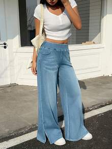 Rivivi Women's Casual Straight Pocket Jeans - Blue - View 5