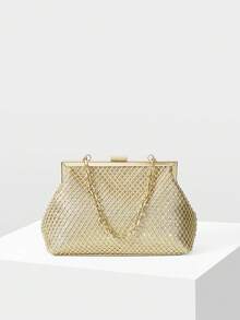 MOTF WOMEN'S RHINESTONE CHAIN EVENING CLUTCH - Gold - View 2