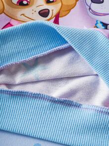 SHEIN | PAW Patrol Young Girl Cute Casual Cartoon Puppy Pattern Crew Neck Loose Knit Long Sleeve Sweatshirt - Mauve Purple - View 7