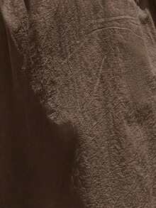 Chiquease 纽扣前开襟系带吊带连衣裙长款女装 - 棕色 - 查看 7