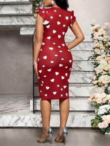 SHEIN Lady Women Short Dresses - Burgundy - View 2