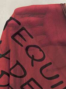 BamGleam 女士标语印花立领连体裤和短裤性感修身两件套 - 紅色 - 查看 7