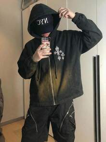 Manfinity Hypemode Men's Casual American Style Black Denim Jacket, Versatile For Commuting And Home Wear - Black - View 7