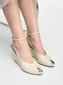 Mnmlis Women's Fashionable Versatile Commuting Minimalist Wedge Sandals Valentine's Day - Apricot - View 8