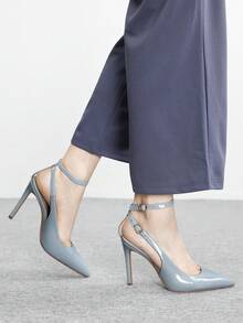 CUCCOO BIZCHIC Nuevos tacones altos de punta fina y versátiles para mujeres para Navidad - Azul claro - Ver 5