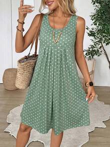 EMERY ROSE Đầm ngắn chấm bi nữ kiểu dáng thường ngày, thích hợp cho mùa hè. - màu xanh lá - Xem 5