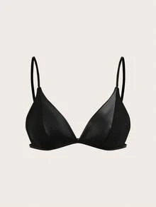 Women's Black PU Leather Backless Plunge Bra Punk Style Adjustable Strap Bralette - Black - View 4