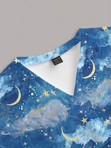 TaskEZ Women's Starry Blue Scrub Uniform Top - Multicolor - View 3