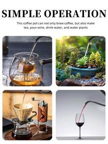 1个304不锈钢手冲咖啡壶，加厚壶身带盖，长嘴鹅颈壶，滴滤咖啡壶，咖啡机配件，厨房油壶，客厅装饰，工艺礼品 - 不鏽鋼咖啡壺 - 查看 8