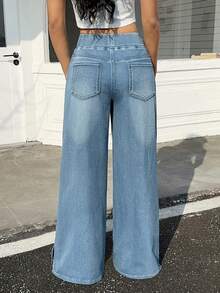 Rivivi Women's Casual Straight Pocket Jeans - Blue - View 2