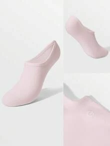 GLOWMODE 3 Pairs Invisible No-Show Socks Walk A Mile Soft Grip Daily Studio Workout Gym - White+Pink+Black - View 7