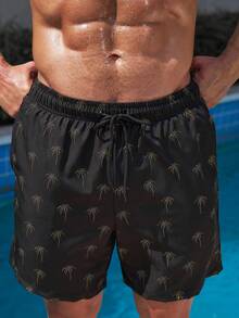 CoralVoy 男士棕榈树印花抽绳腰带沙滩短裤 男士沙滩装 - 彩色 - 查看 4