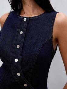 ATUI Studio Women's Fashion Tank Top & Mini Denim Skirt Set - Blue - View 3