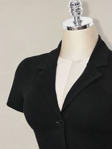 SHEIN ICON 女士时尚性感龙纹网纱拼接T恤，夏季 - 黑色 - 查看 7