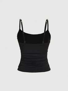 ROMWE Y2K Fashion Sexy Punk Rivet Decor Women Camisole - Black - View 2