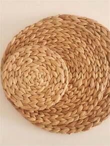 1pc Natural Woven Gourd Placemats, Round Placemat, Rattan Placemat, Water Gourd Hand-Woven Placemat, Woven Placemat Set, Dinner Plate Heat/Slip Resistant Table Mat, For Home Dinning Room And Restaurant, Home Supplies, Stylish Decorative Coasters With Durable Surface Protection, Fits Modern & Traditional Home Decor - Camel - View 2