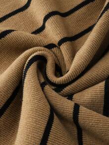 SHEIN Franclia Women Striped Halter Neck Sleeveless Fashionable Knitted Sweater Dress - Brown - View 7