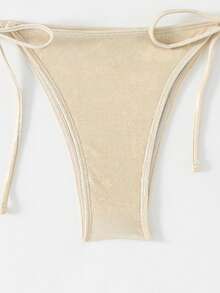 Swim Oasis 3 Stück/Set Sommer Neu Hochwertig Glänzender Stoff Pailletten Stickerei Blumen Dreieck Bikini Push-Up Badeanzug Einteiler für Frauen - Aprikosenfarben - Übersicht 5